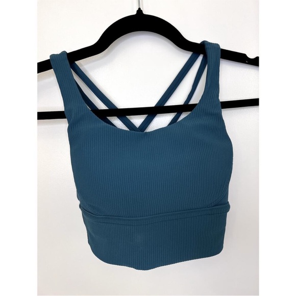 Lululemon Energy Longline Bra Ribbed. Size 2 EUC Green Jasper - Picture 7 of 8